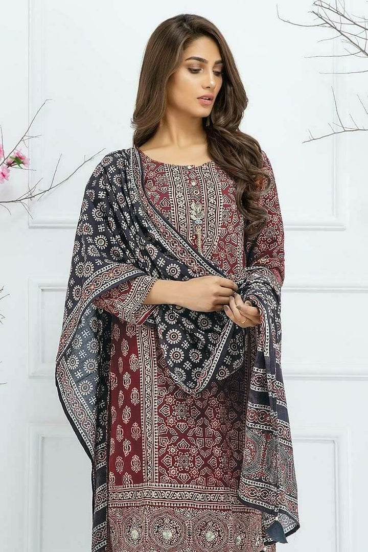 Sadia Aamir - Red Cochineal Crystal - SA-LP24 - Cotton - Block Print - 1 Piece
