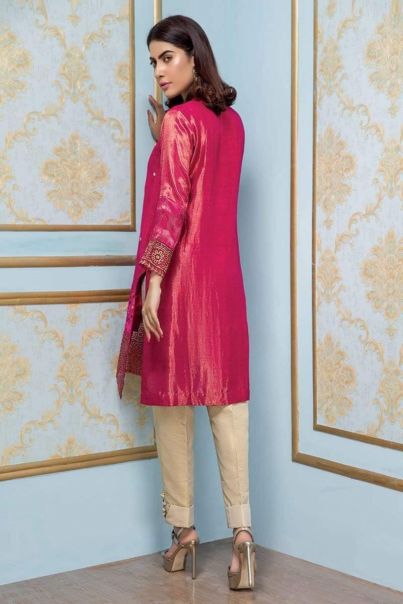Sadia Aamir - Shocking Pink Prism - SA-LP12 - Shimmer Chiffon - Raw Silk - 1 Piece