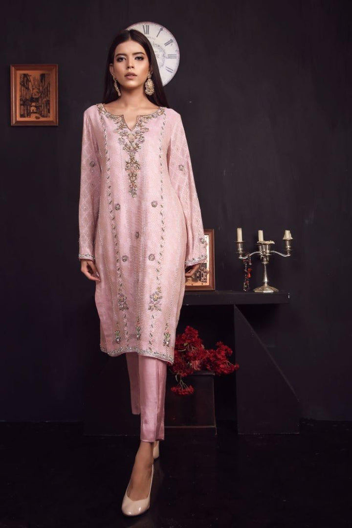 Sadia Aamir - Tea Pink Avyanna - Khaddi Self Cotton - 3 Piece
