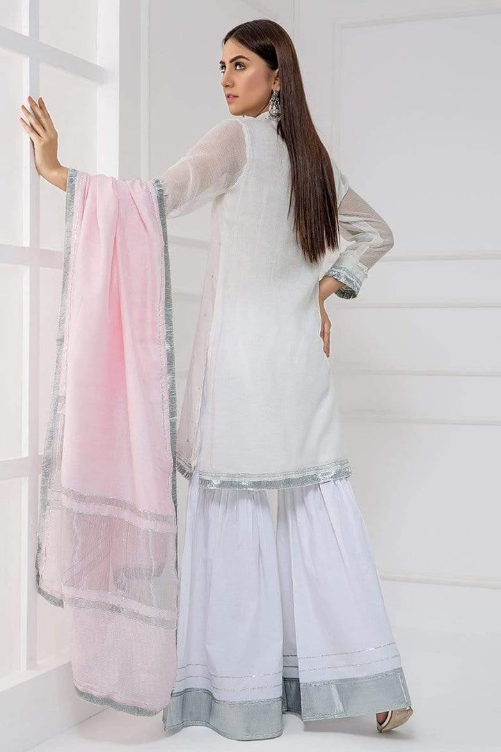Sadia Aamir - White Serene - SA-LP02 - Khaddi - Cotton Gharara - 1 Piece