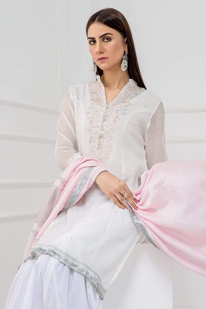 Sadia Aamir - White Serene - SA-LP02 - Khaddi - Cotton Gharara - 1 Piece