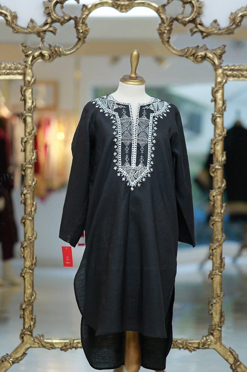 Sanam Chaudhri - Black Embroidered Shirt