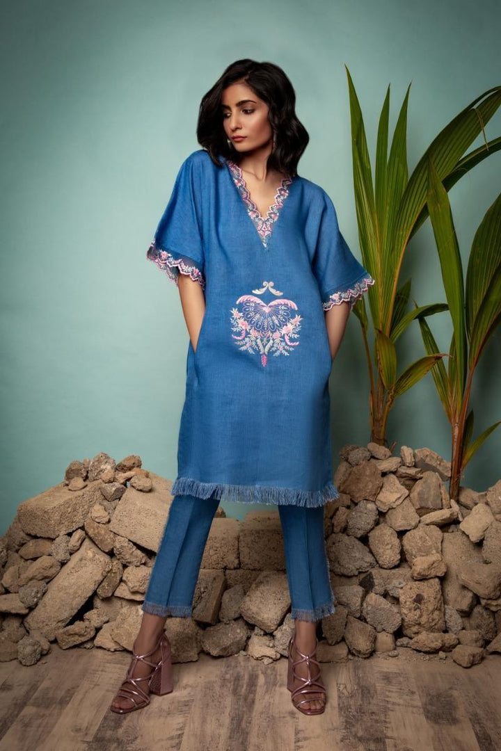 Sanam Chaudhri - Blue Irish Cotton 2 Piece