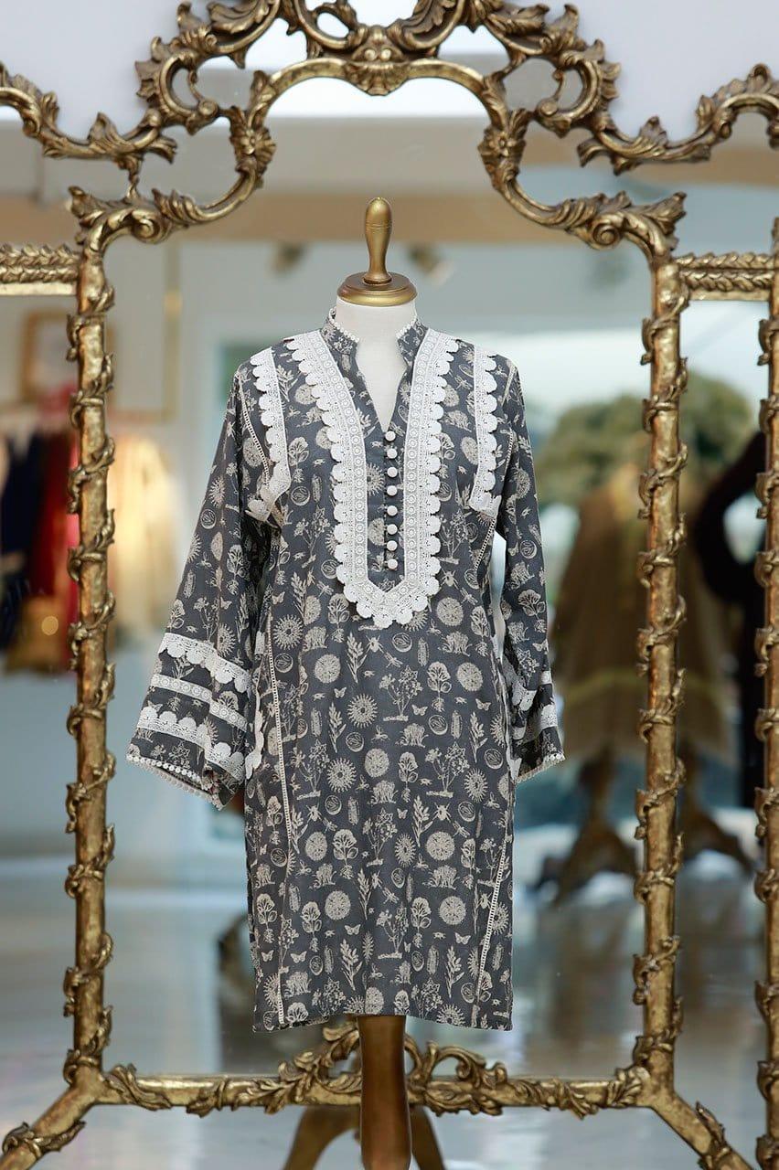 Sanam Chaudhri - Dark Grey and White Shirt