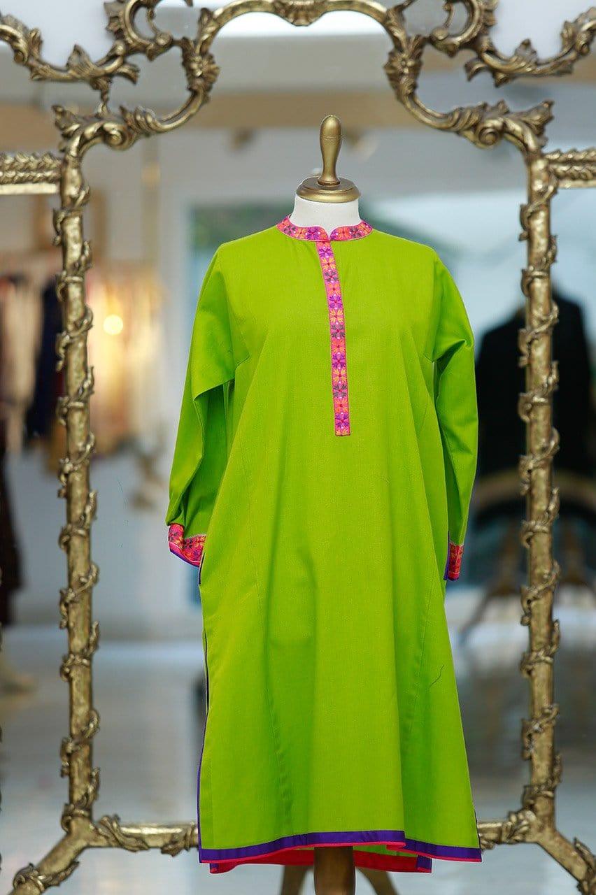 Sanam Chaudhri - Green Embroidered Shirt