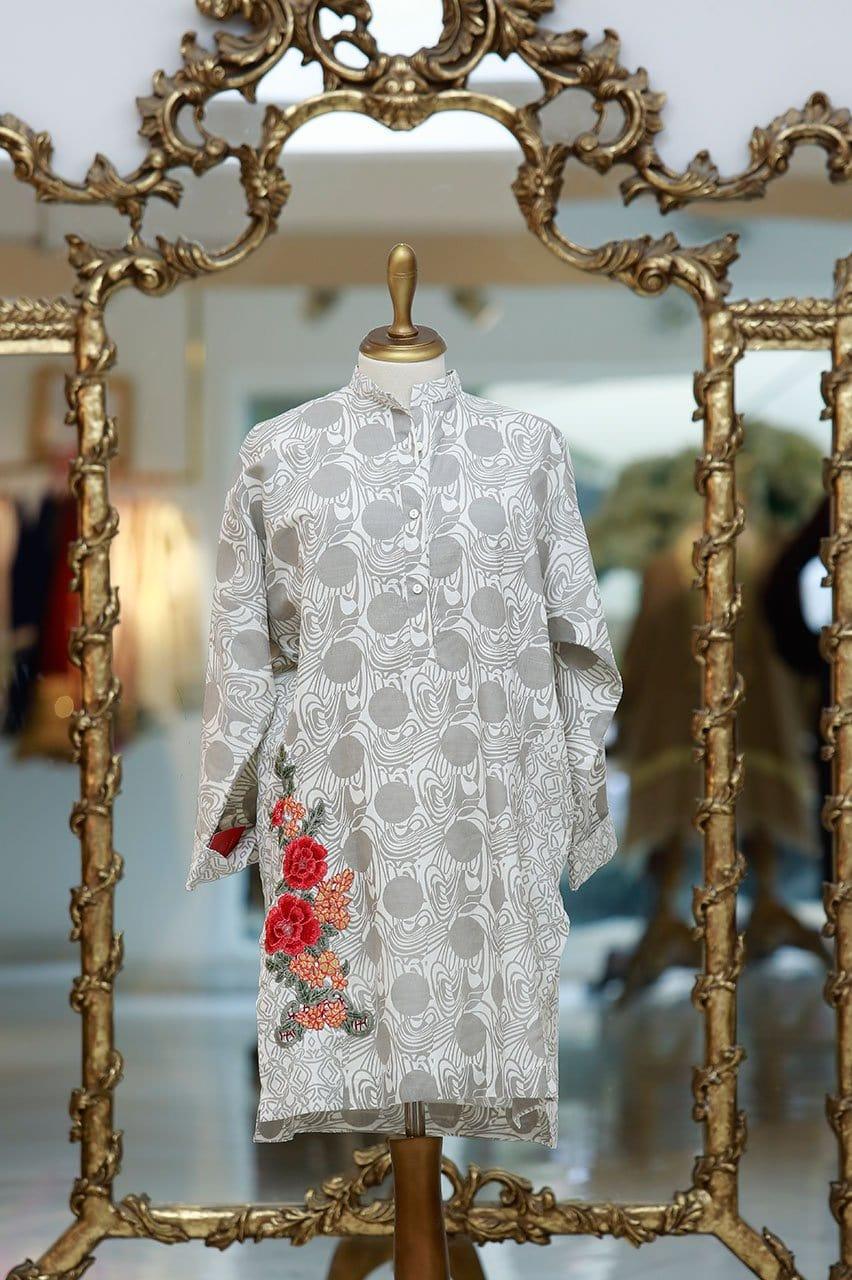 Sanam Chaudhri - Grey and White Shirt