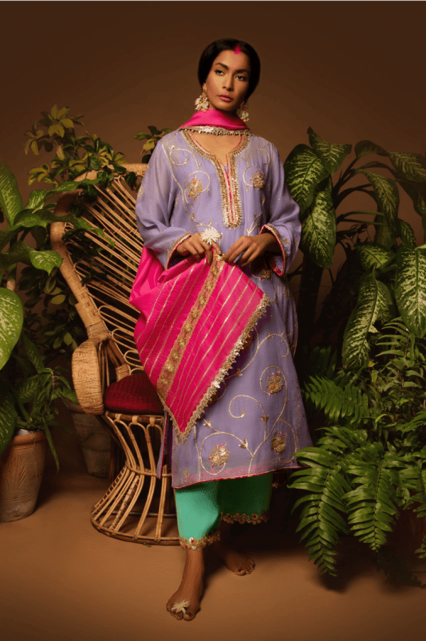 Sanam Chaudhri - Kora Silk Embroidered 3 Piece