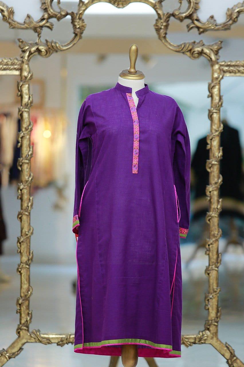 Sanam Chaudhri - Purple Embroidered Shirt