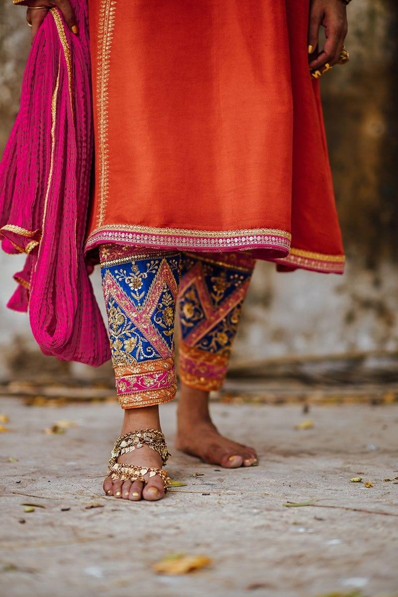 Sanam Chaudhri - Raw Silk Embroidered Shirt and Shalwar with Dupatta