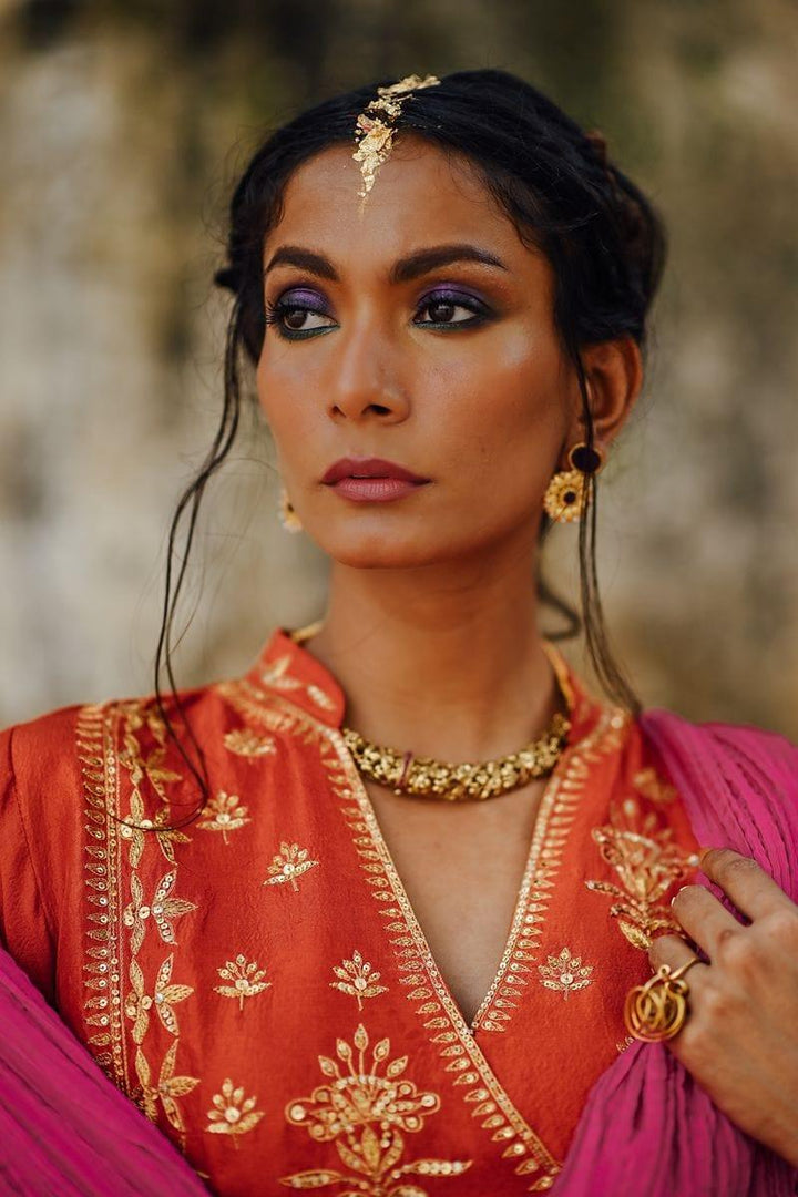 Sanam Chaudhri - Raw Silk Embroidered Shirt and Shalwar with Dupatta