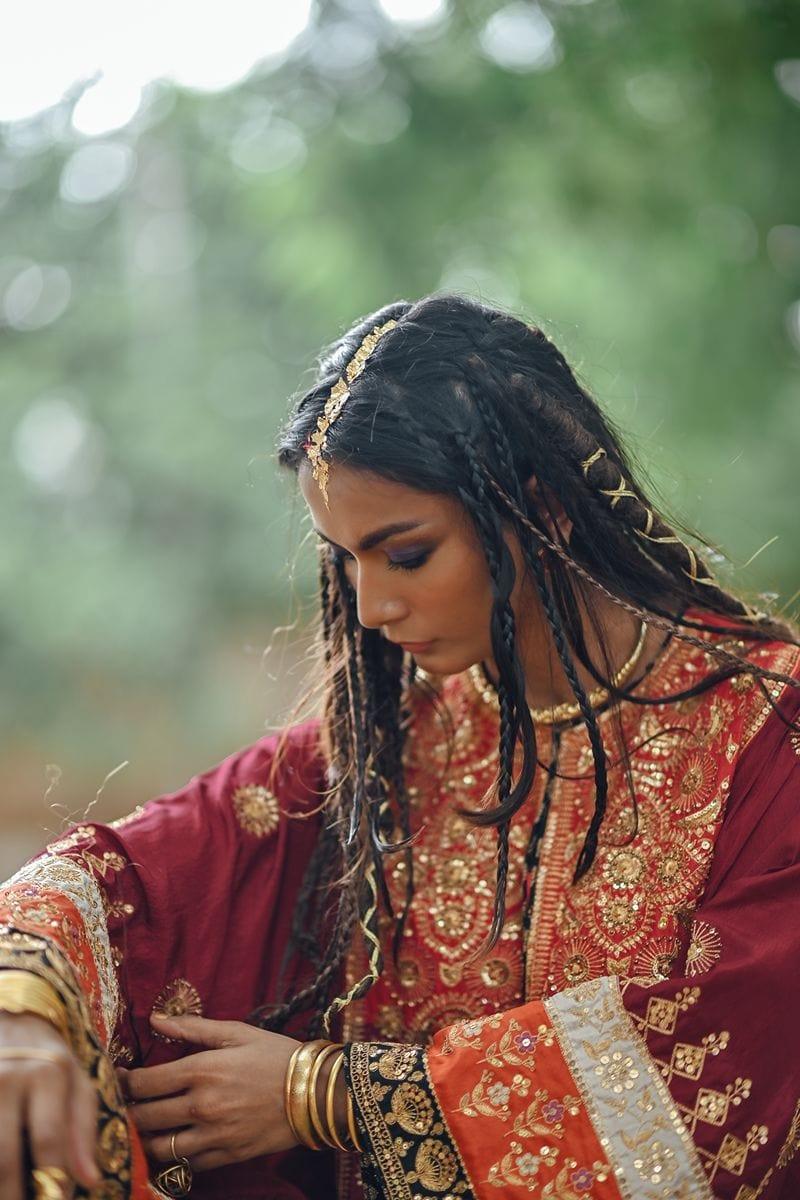 Sanam Chaudhri - Raw Silk Embroidered Shirt with Izaar