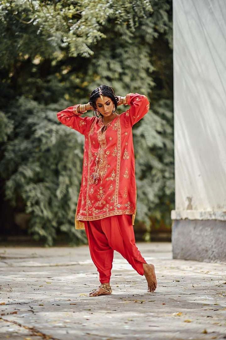 Sanam Chaudhri - Raw Silk Shirt and Dhoti Shalwar