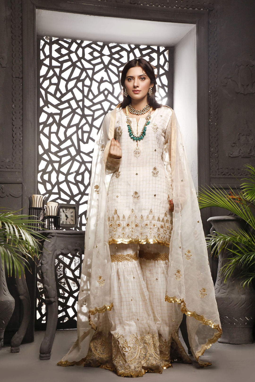 Sanas - Offwhite Shirt & Gharara - G202020