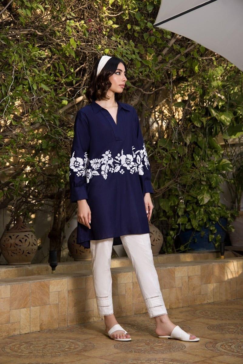 Shehrnaz - Navy Blue Top - SHK-1057