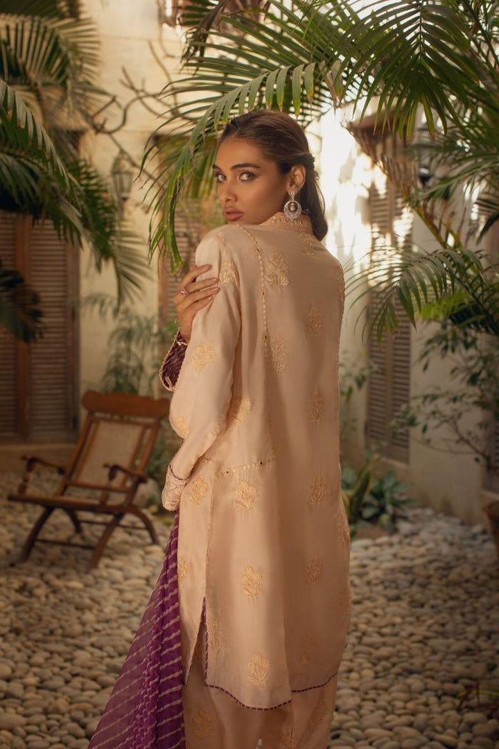 Shehrnaz - Peach Cotton Net Shirt - SHK-1085