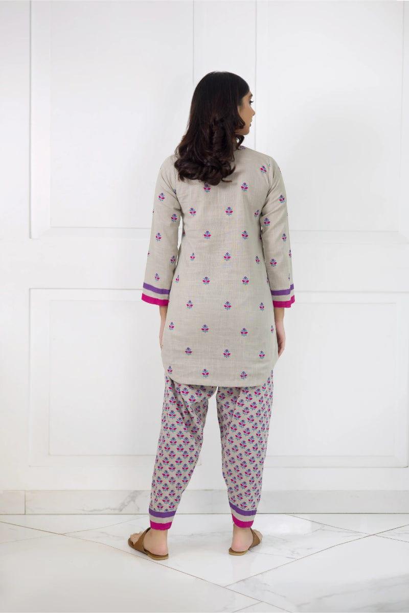Shehrnaz-SHK 1012 - Beige Irish - Block Print - 2 Piece