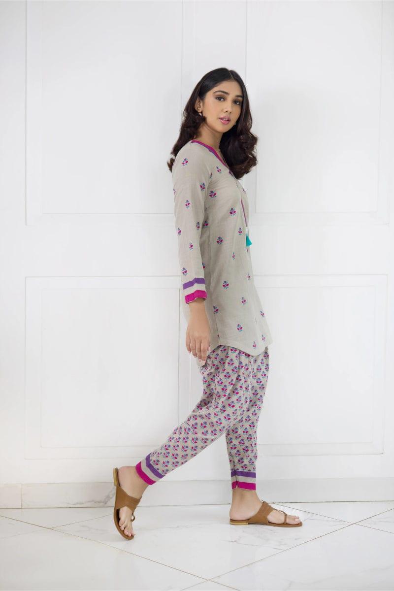 Shehrnaz-SHK 1012 - Beige Irish - Block Print - 2 Piece