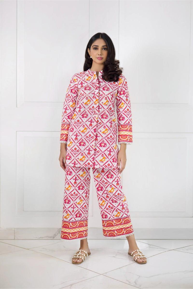 Shehrnaz-SHK 1013 - White - Screen Print - 2 Piece