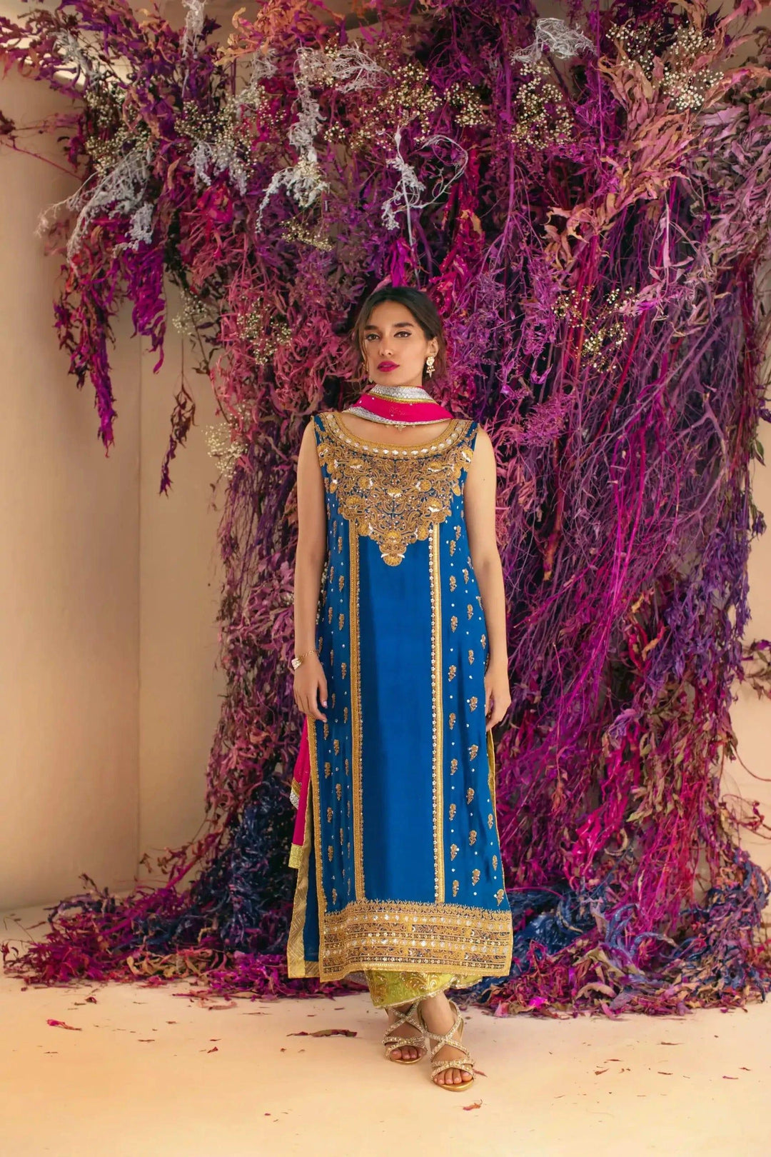 Shehrnaz - SHK-1015 - Navy Blue - Jamavar - 3 Piece