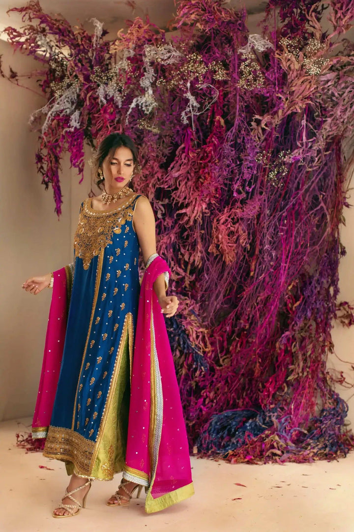Shehrnaz - SHK-1015 - Navy Blue - Jamavar - 3 Piece