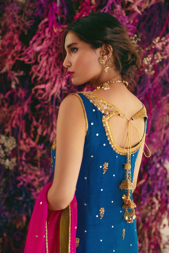 Shehrnaz - SHK-1015 - Navy Blue - Jamavar - 3 Piece