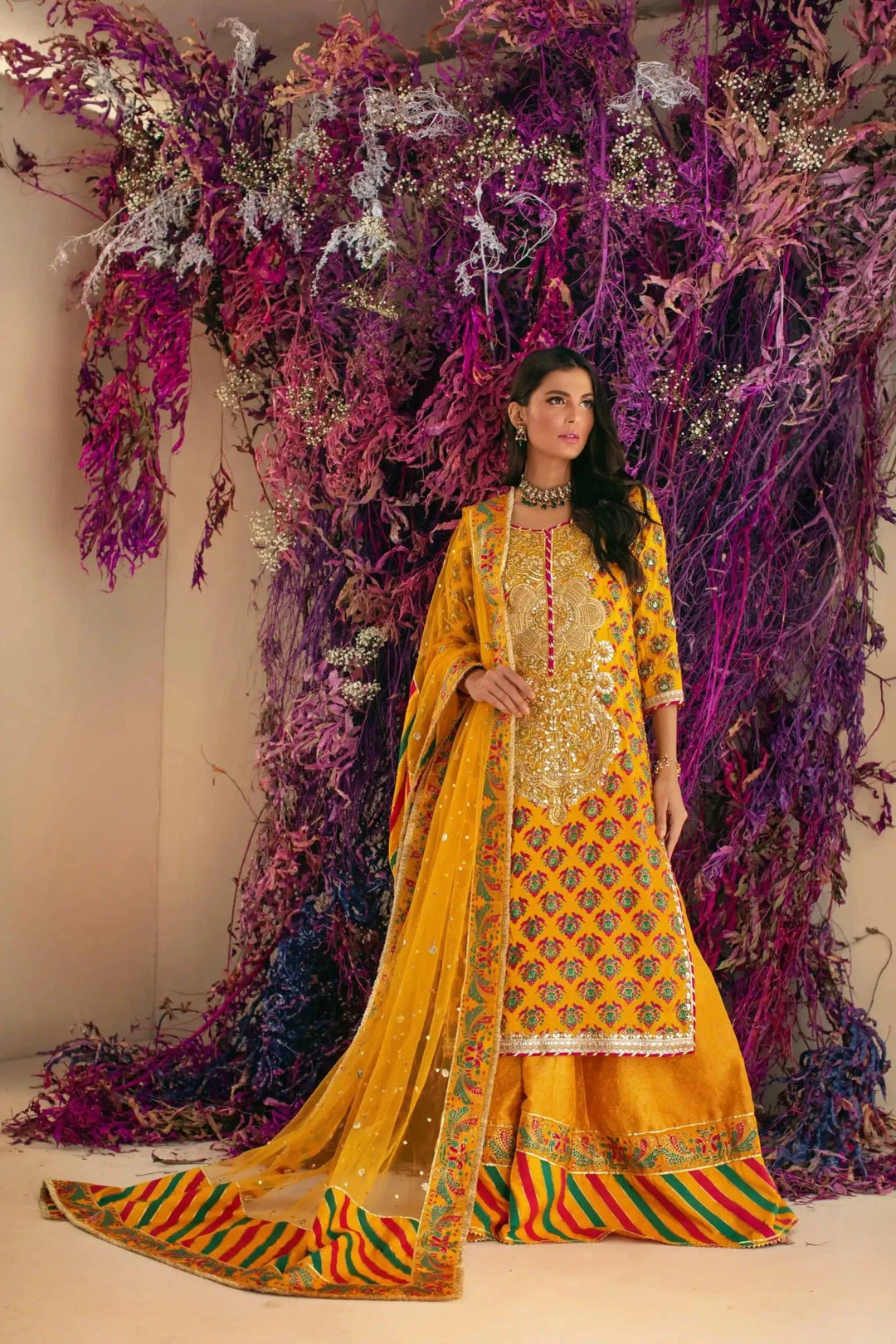 Shehrnaz - SHK-1017 - Yellow - Block Print - 3 Piece
