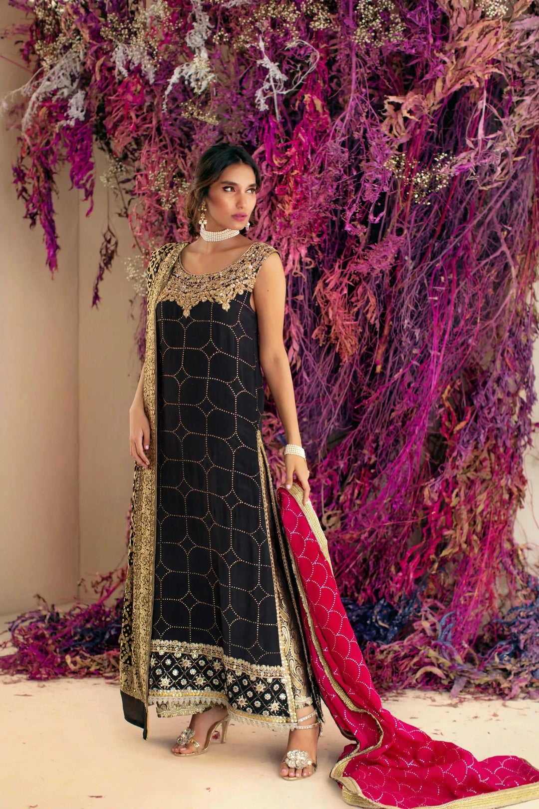 Shehrnaz - SHK-1019 - Black - Mukesh Angarkha - 3 Piece