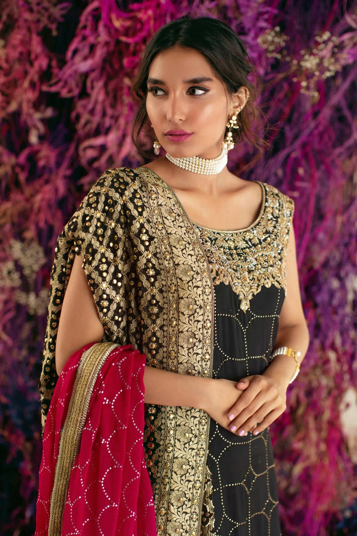 Shehrnaz - SHK-1019 - Black - Mukesh Angarkha - 3 Piece