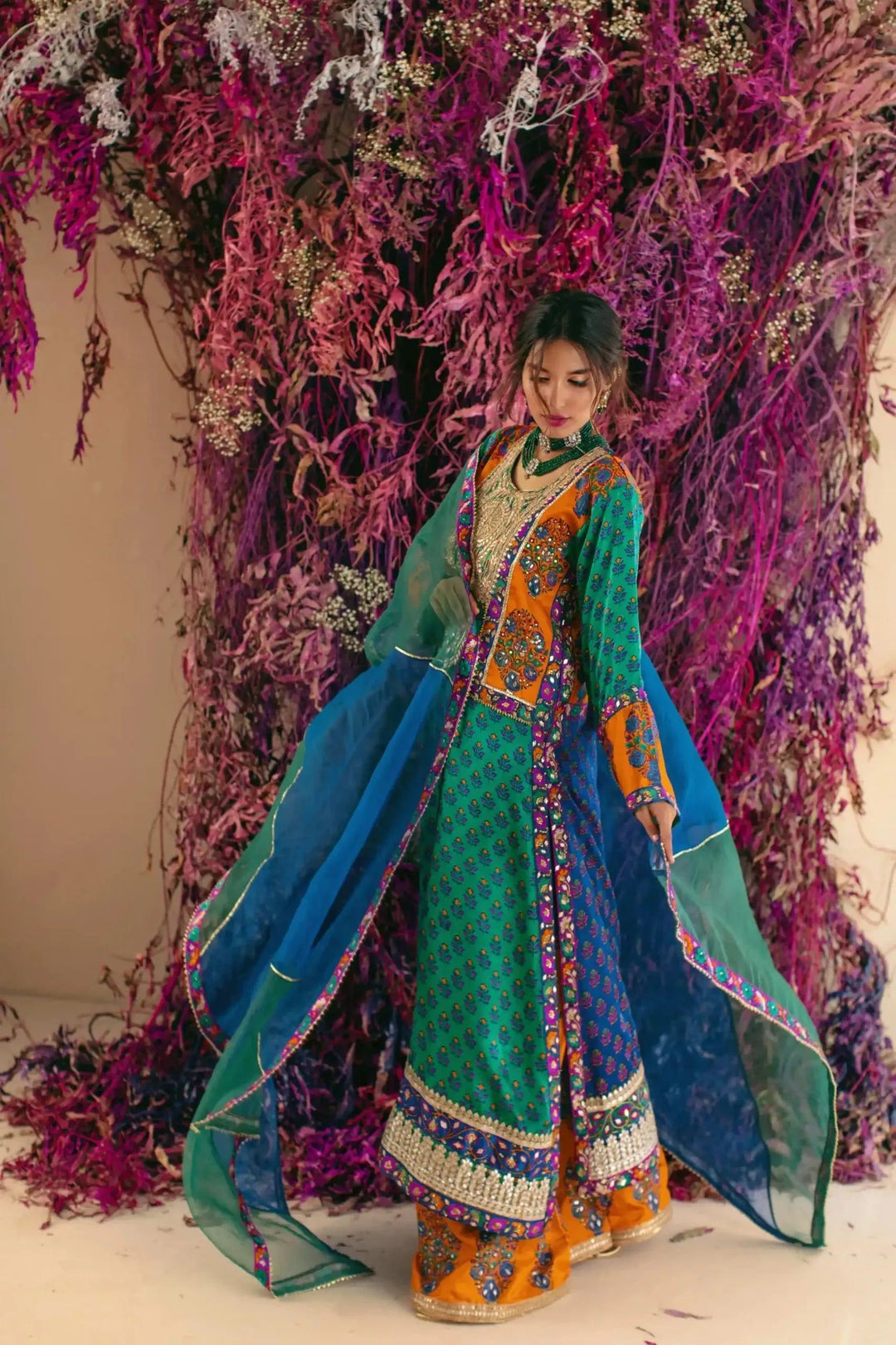 Shehrnaz - SHK-1025 - Emerald Green - Block Print - 3 Piece