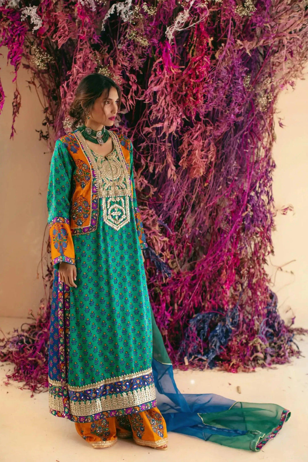 Shehrnaz - SHK-1025 - Emerald Green - Block Print - 3 Piece