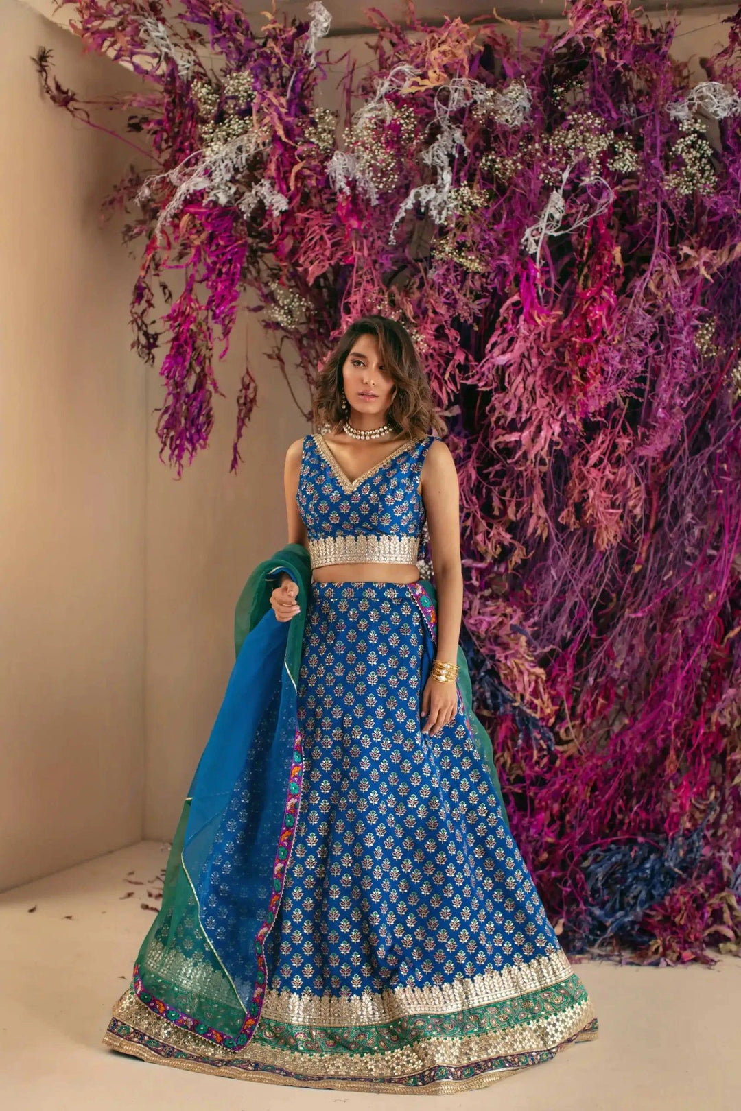 Shehrnaz - SHK-1027 - Blue - Lehenga - 3 Piece