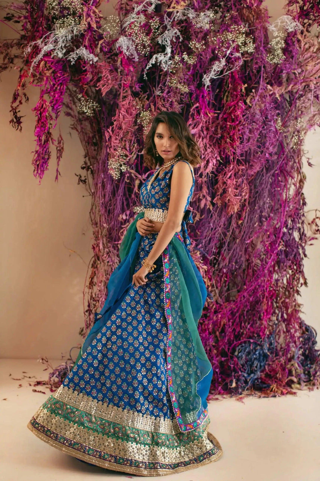 Shehrnaz - SHK-1027 - Blue - Lehenga - 3 Piece