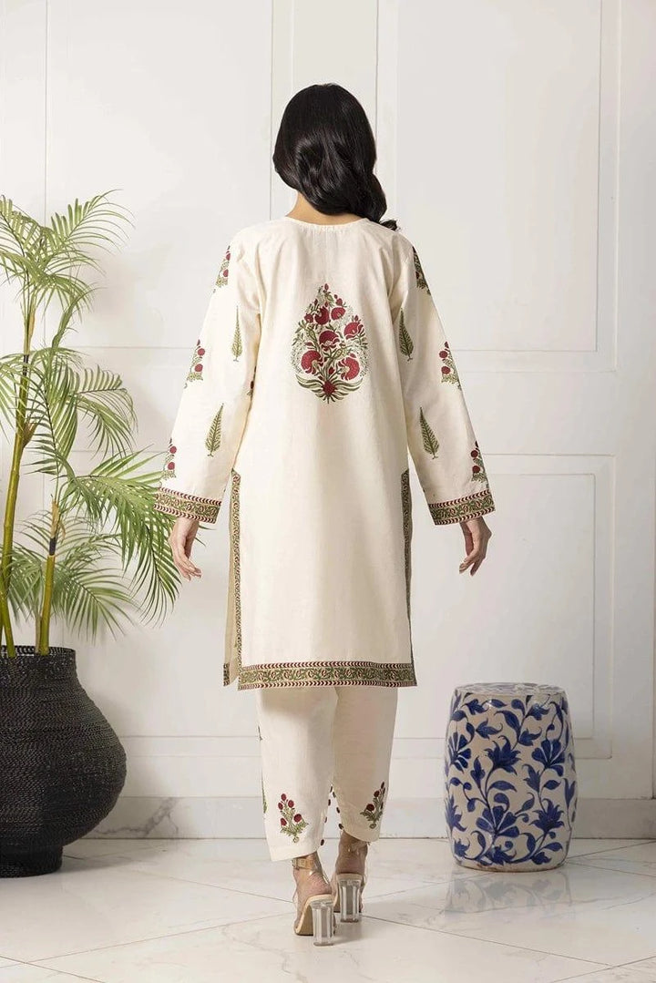 Shehrnaz - SHK-1032 - Off White - Block Print - 2 Piece
