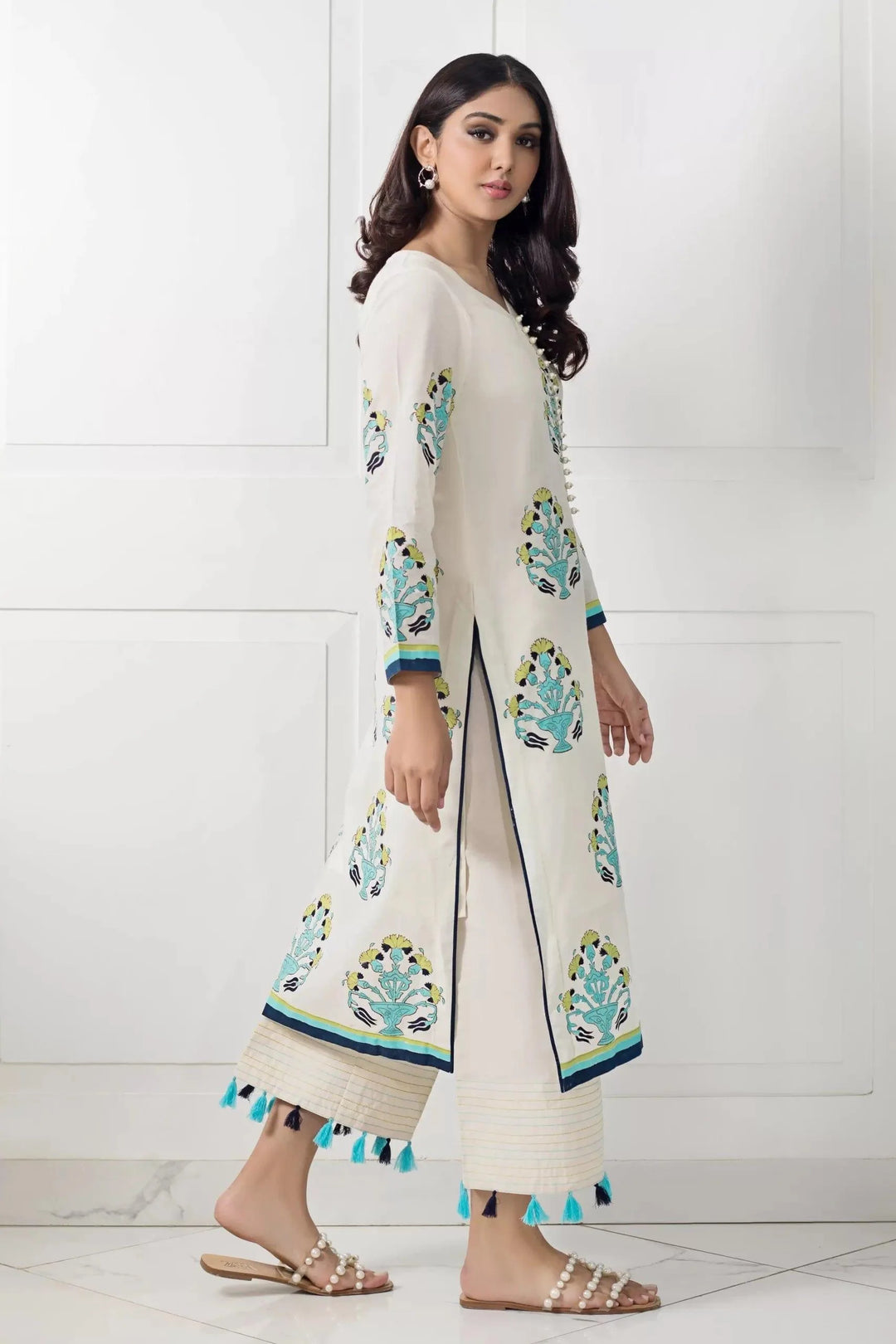 Shehrnaz - SHK-961 - Off-White - Block Print - 2 Piece