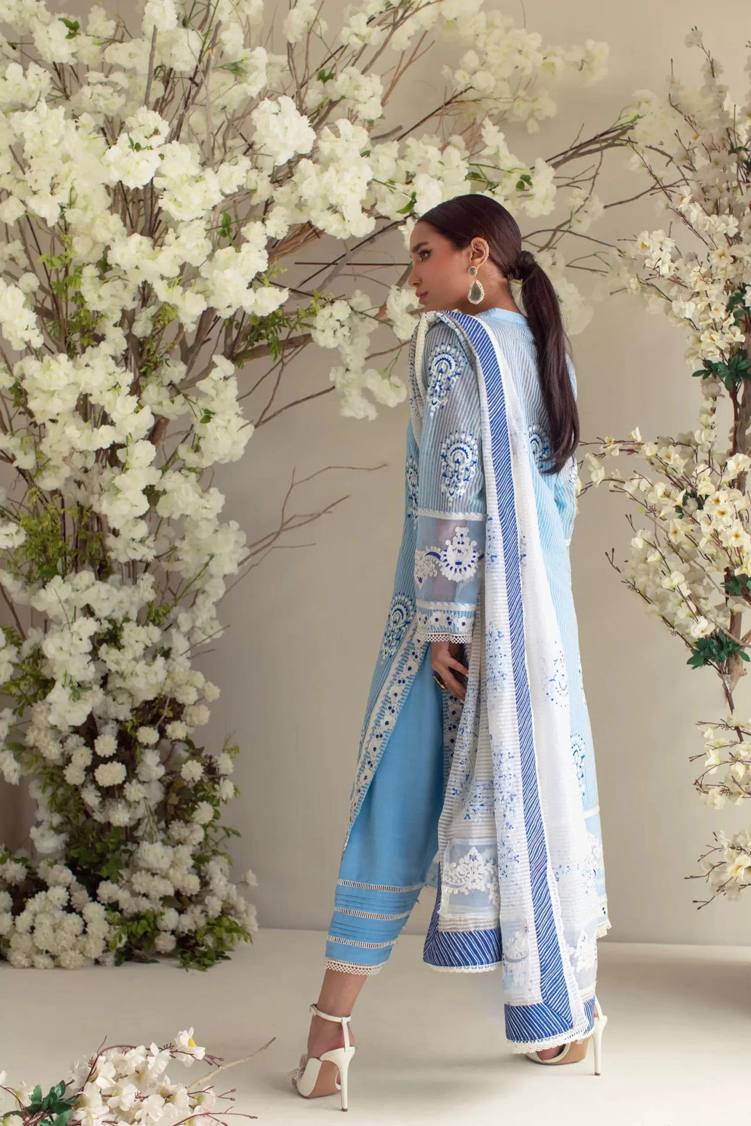 Shehrnaz - SHK-969 - Light Blue - Khaadi Net - 3 Piece