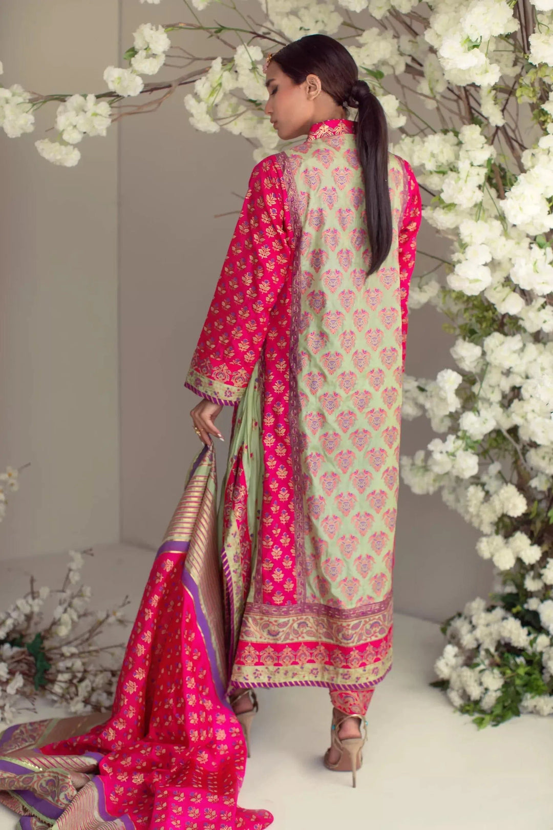 Shehrnaz - SHK-971 - Sea Green - Block Print - 3 Piece