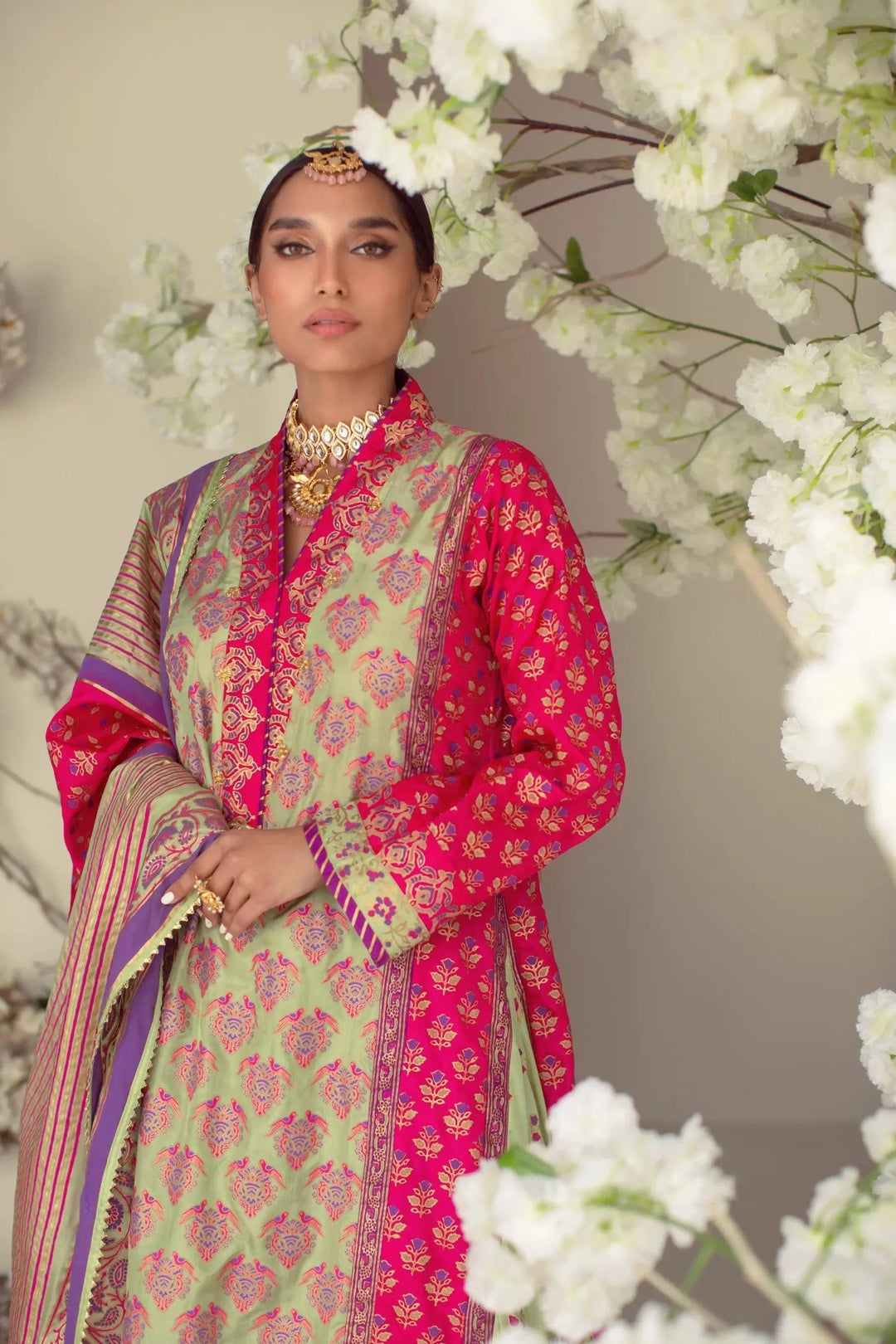 Shehrnaz - SHK-971 - Sea Green - Block Print - 3 Piece