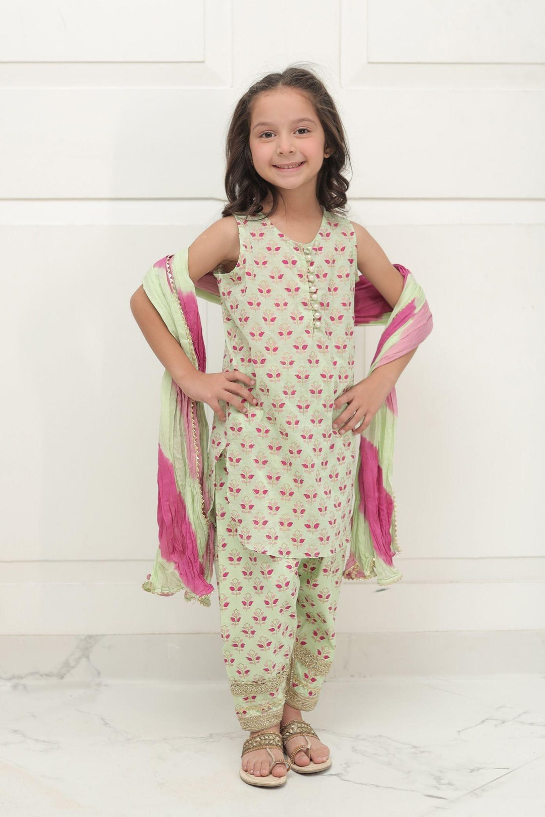 Shehrnaz - SHKK-980 - Sea Green - Block Print - 2 Piece