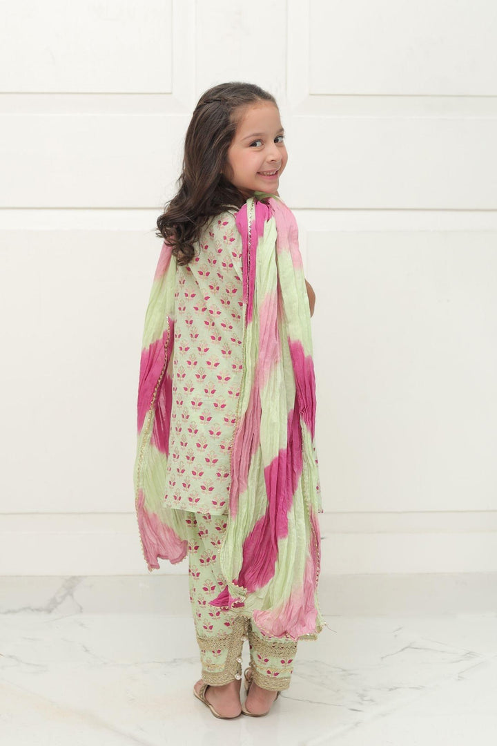 Shehrnaz - SHKK-980 - Sea Green - Block Print - 2 Piece