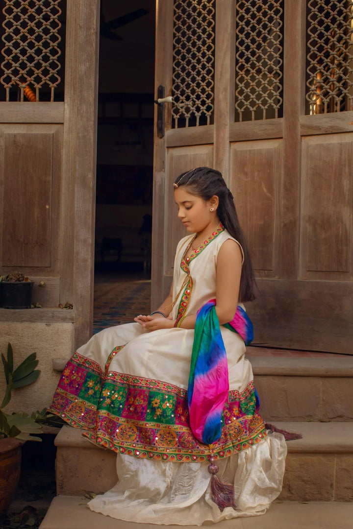 Shehrnaz - Silk Angarkha With Detailing With Coordinated Azaar And Dupatta – SHKK-1092