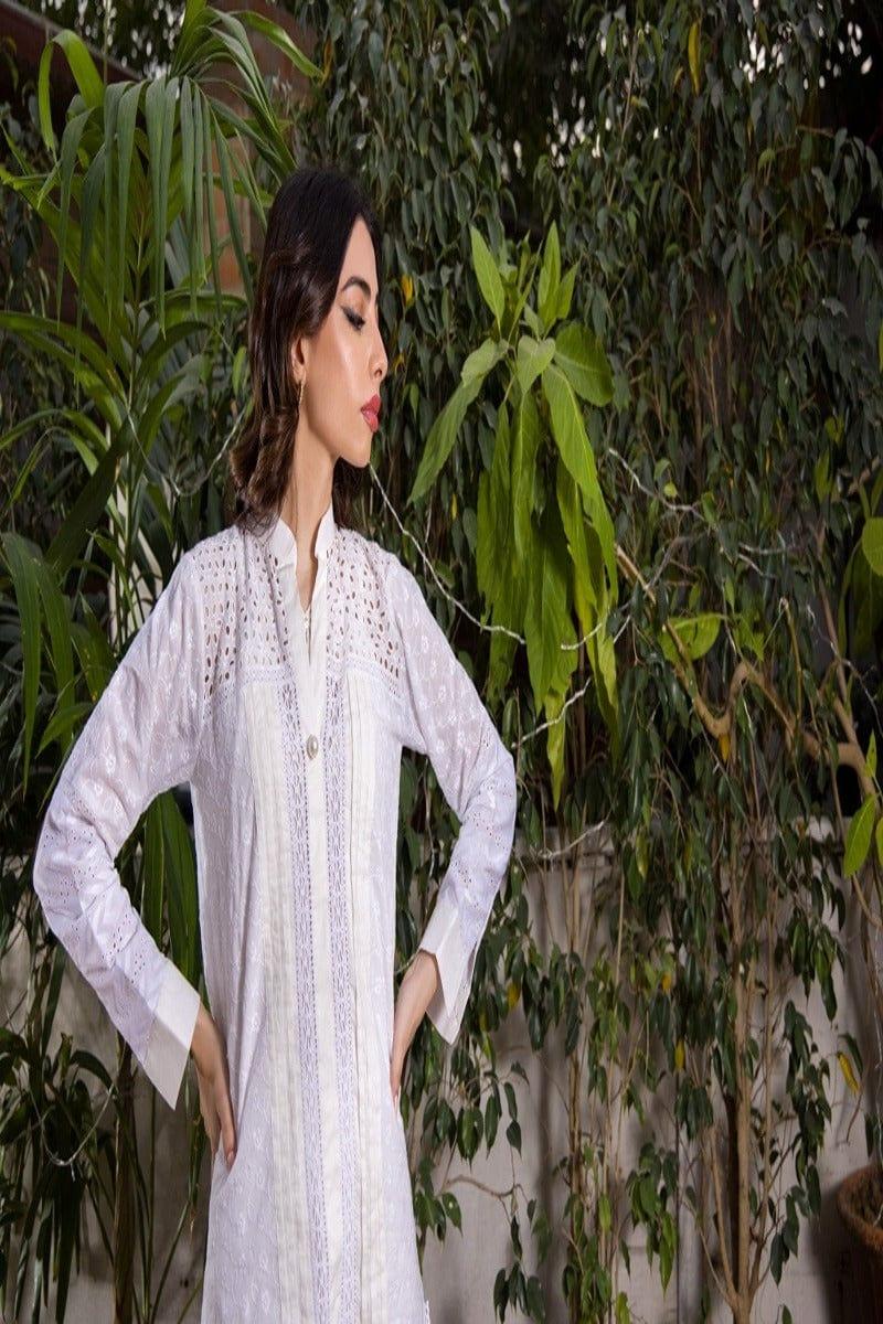 Shehrnaz - White Chikan Tunic - SHK-1056