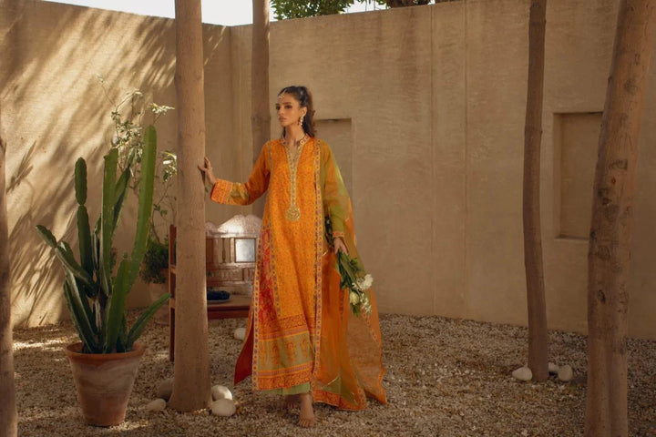 Shehrnaz - Yellow & Orange Block Printed Kaftan With Gotaa Work Paired With Block Printed Azaar – SHK-1069
