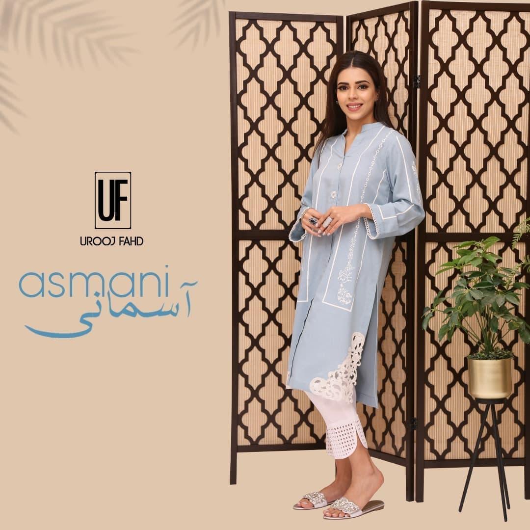 Urooj Atelier - Asmani Shirt - 3 PC