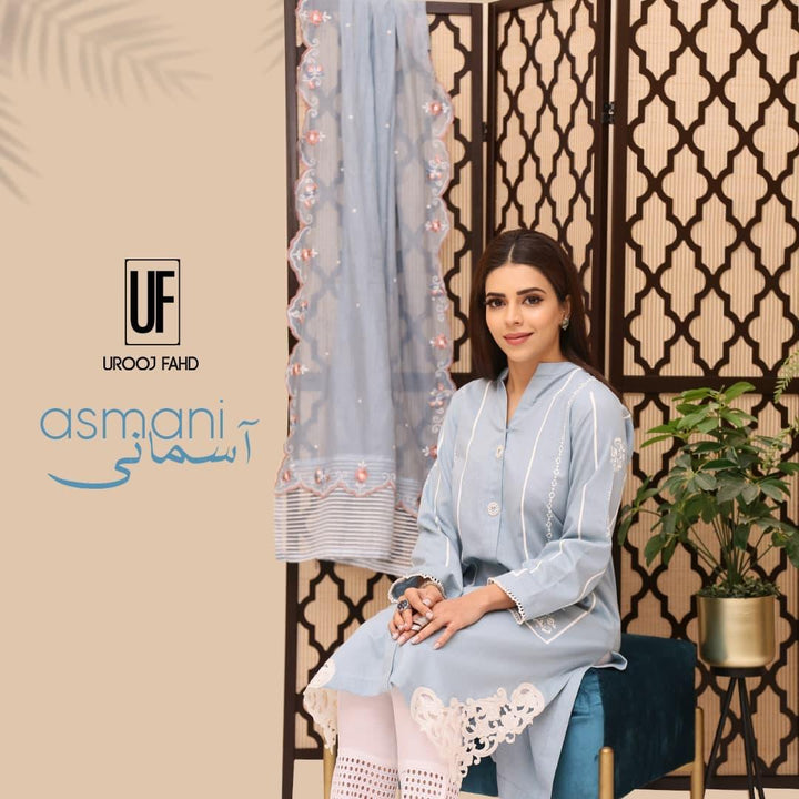 Urooj Atelier - Asmani Shirt - 3 PC