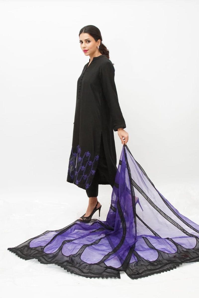 Urooj Atelier - Black Rebecca - 3 Piece - ES 002