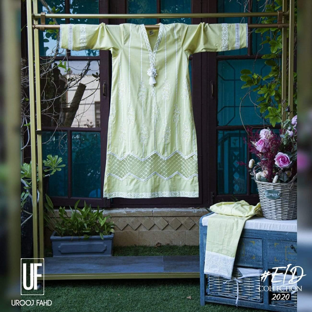 Urooj Atelier - Block Printed Lime Yellow - 3 PC