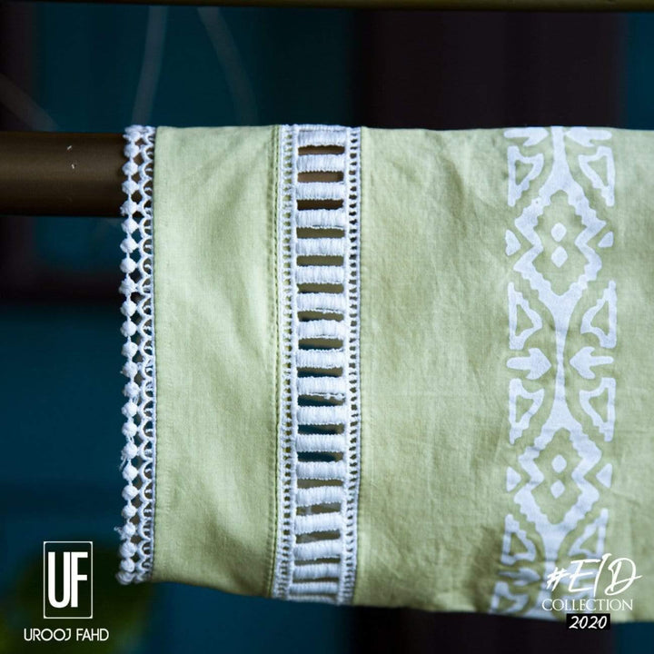 Urooj Atelier - Block Printed Lime Yellow - 3 PC