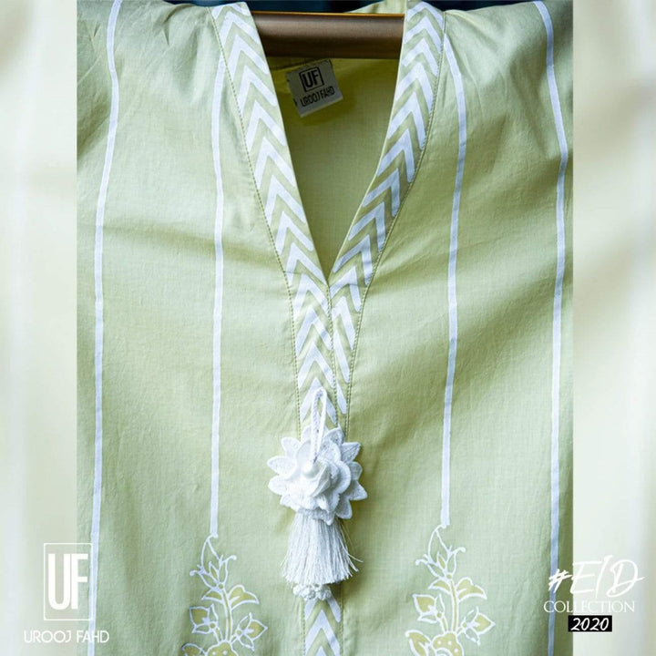 Urooj Atelier - Block Printed Lime Yellow - 3 PC