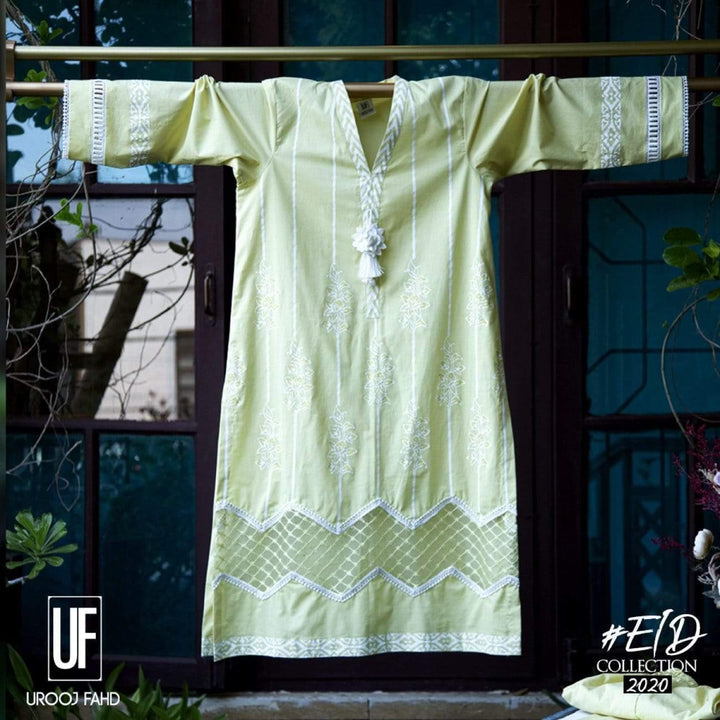 Urooj Atelier - Block Printed Lime Yellow - 3 PC