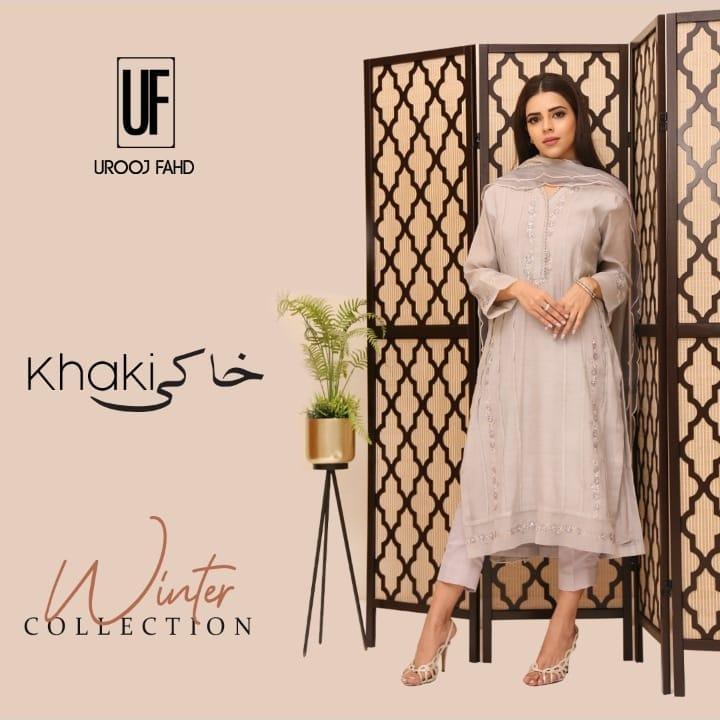 Urooj Atelier - Khaki Shirt - 2 PC